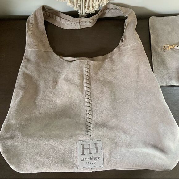 HAUTE HIPPIE Festival Hobo Suede Leather Bag Set Taupe - Picture 13 of 16
